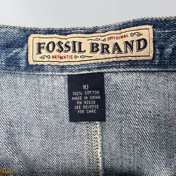 Vintage Y2K Fossil Blue Denim Multi Pocket Jean Skirt - Picture 5 of 5